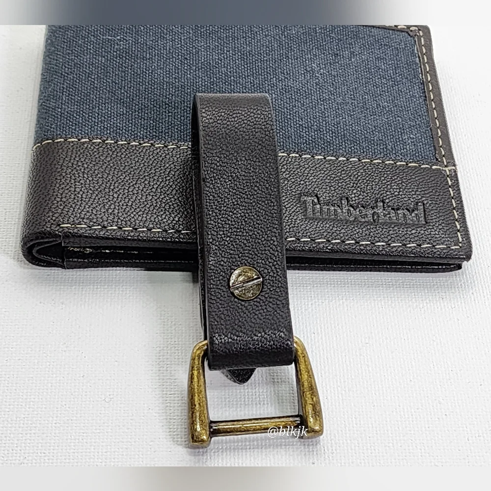 Men's Timberland Canvas And Leather Wallet And Key Fob Set